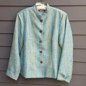 Coldwater Creek Aqua Tweed Jacket Size Medium